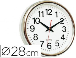 Reloj de pared Q-Connect marco cromado 30 cm.
